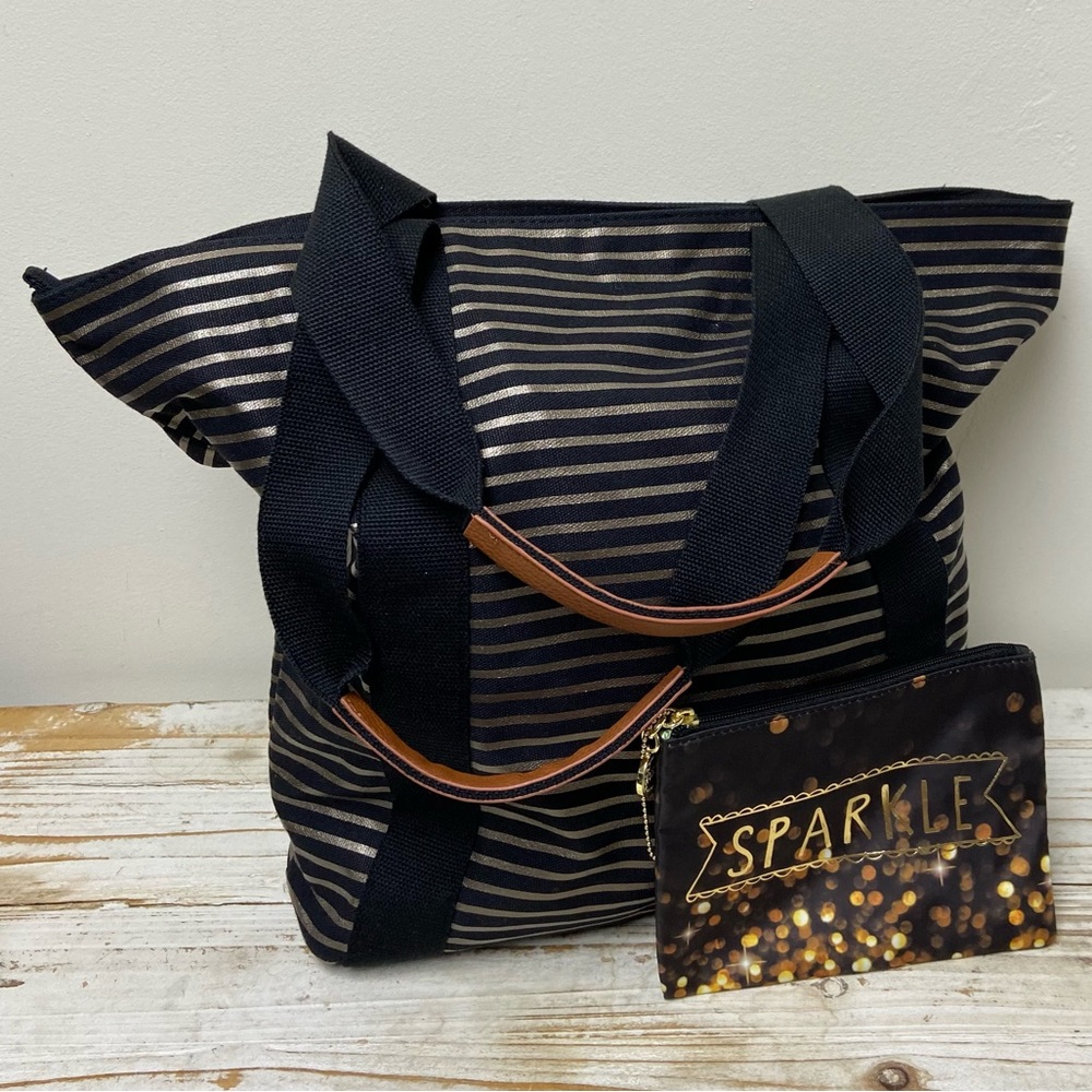 Canvas Tote w/Cosmetic Bag NEW